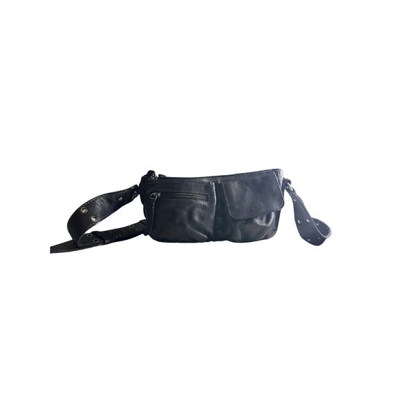 Free People Black Leather Crossbody Belt Bag - Convertible Hybrid Style - Picture 4 of 10